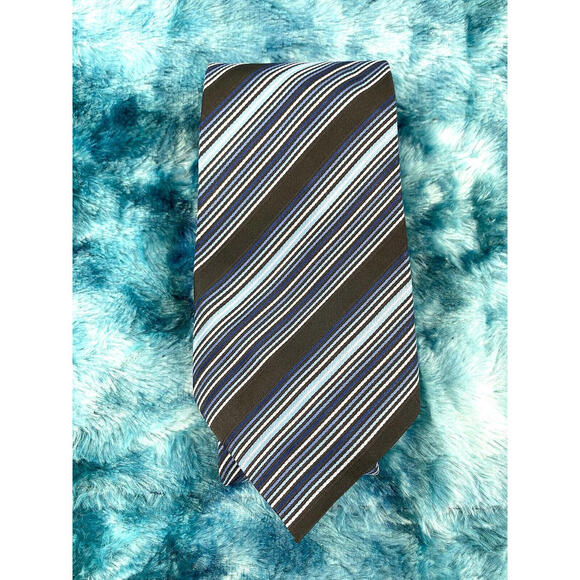 GIORGIO ARMANI Necktie Tie 100% Silk Made In Italy Handmade Striped Multicolor - Picture 1 of 7